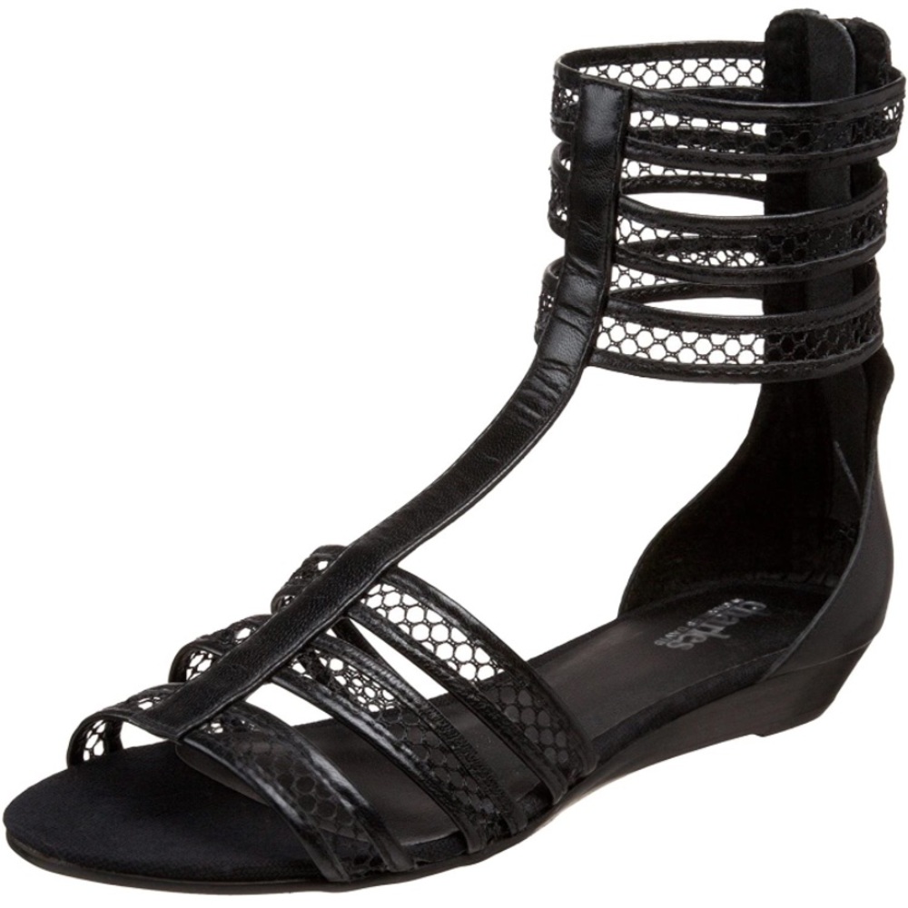 Charles by Charles David Network Flat Sandals Black NIB 7